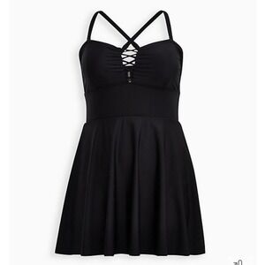 New! Torrid sz 3 Lattice Peplum‎ Swim Bathing Suit Dress 3X